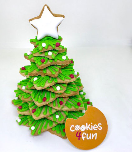 Biscoitos decorados árvore de Natal