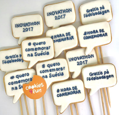 Biscoitos decorados brinde empresa Inovathon