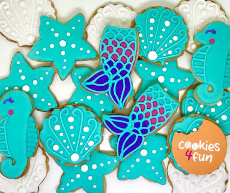 Biscoitos decorados fundo do mar