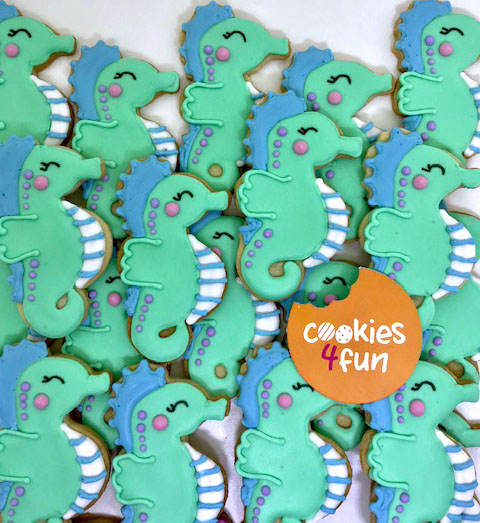 Biscoitos decorados fundo do mar