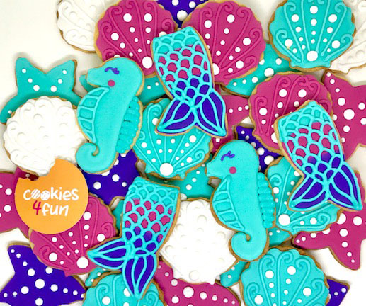 Biscoitos decorados fundo do mar