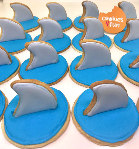 Biscoitos decorados festa tubarão