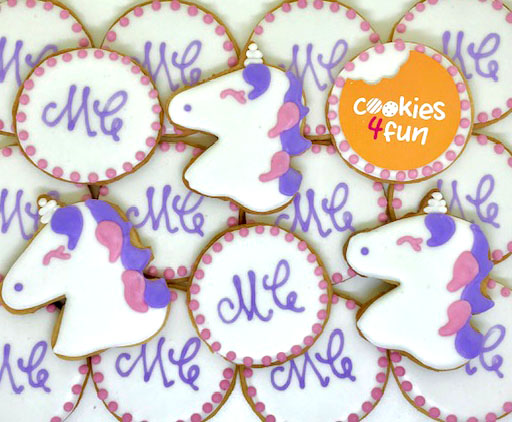 Biscoitos decorados unicórnio