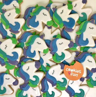 Biscoitos decorados unicórnio