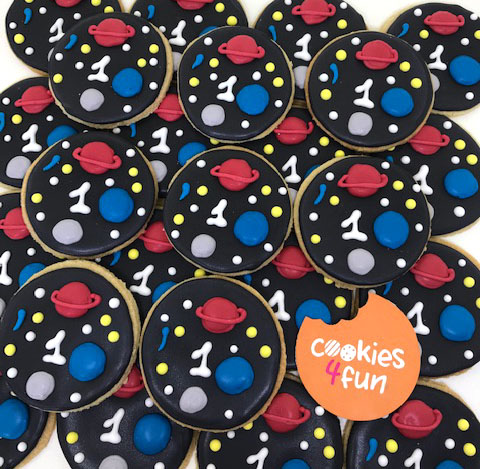 Biscoitos decorados planetas